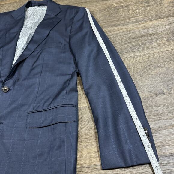 SUITSUPPLY Wool Vitale Barberis Blue Two Button Lazio Blazer Sz 42 Windowpane - Picture 8 of 16